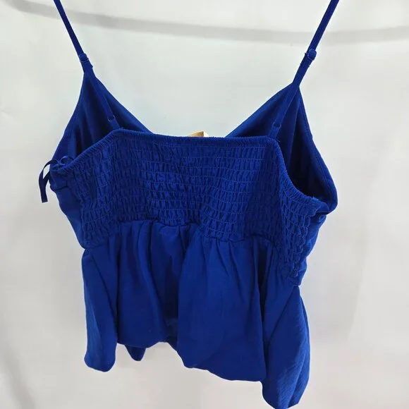 Monteau Los Angeles Royal Blue Back Ruched Lined Adjustable Strap Top Medium - Picture 7 of 8
